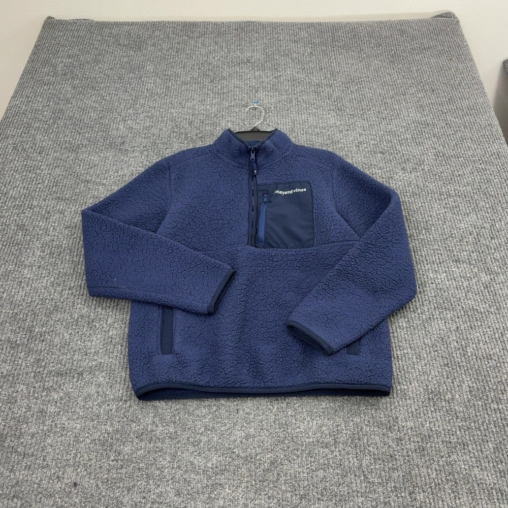 Vineyard Vines Pullover Mens XS Blue Fleece Quarter Zip Mock Neck Preppy